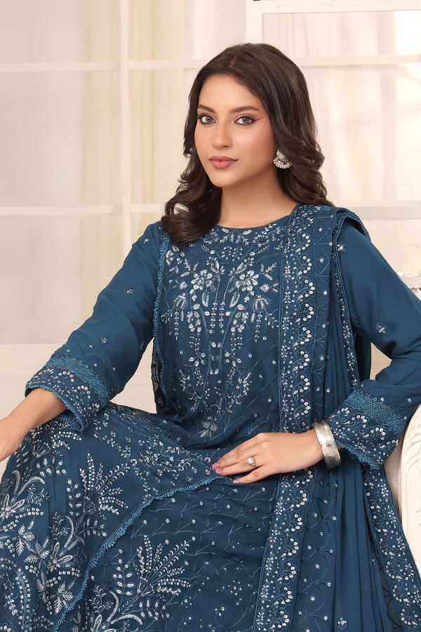 Wardah Uzair Embroidered Chiffon Gown Maxi Dress WAR64