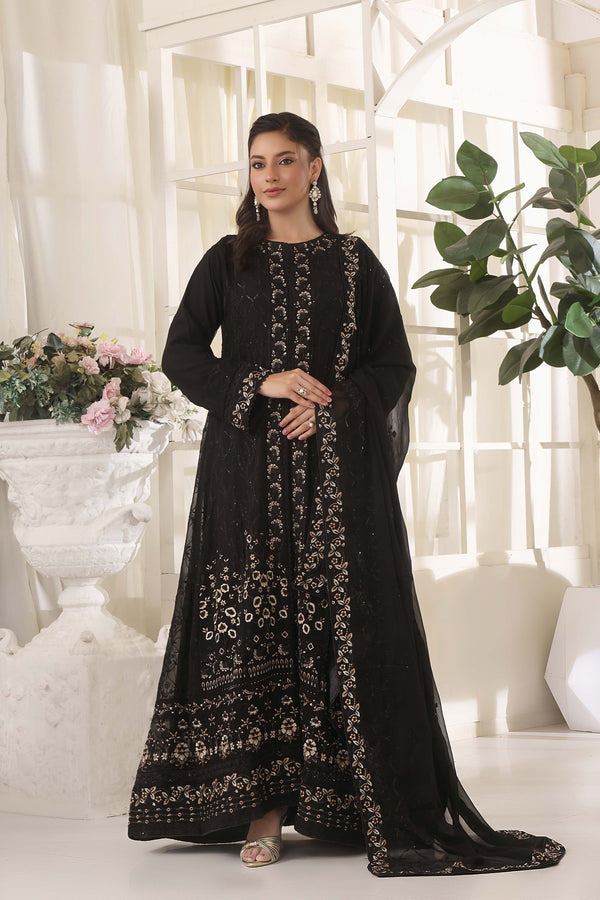 Wardah Uzair Embroidered Chiffon Gown Maxi Dress WAR66