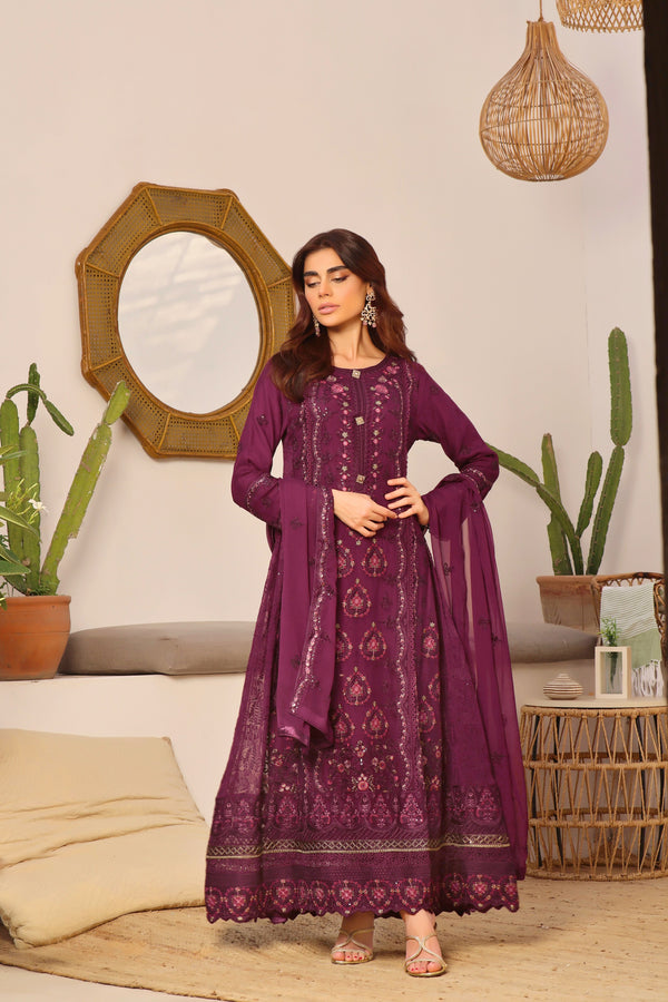 Wardah Uzair Embroidered Chiffon Maxi Dress Zavera WAR44