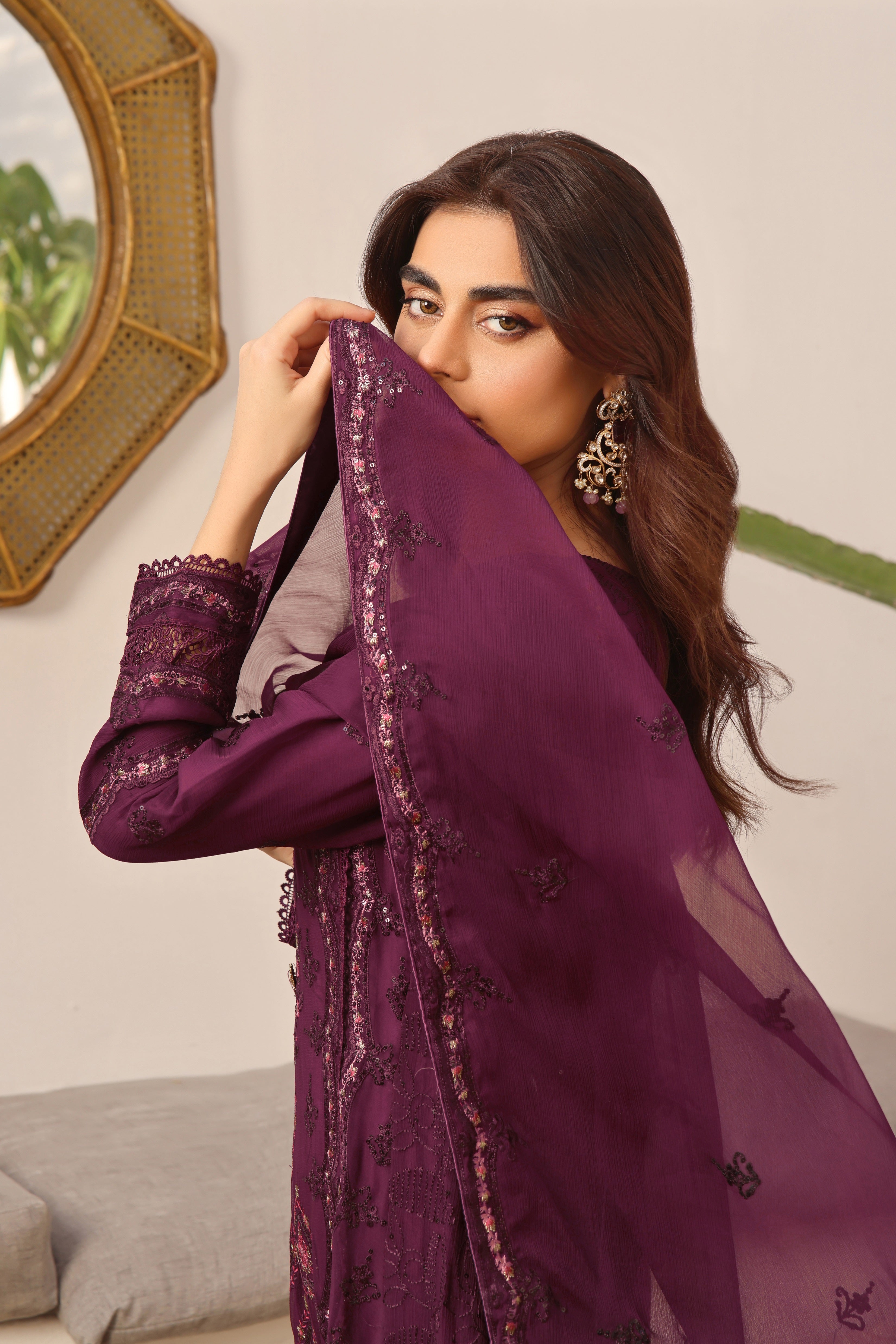 Wardah Uzair Embroidered Chiffon Maxi Dress Zavera WAR44