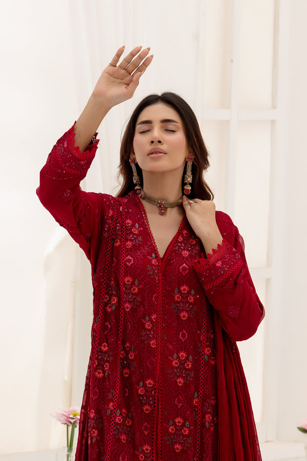 Wardah Uzair Embroidered Chiffon Maxi Dress WAR55