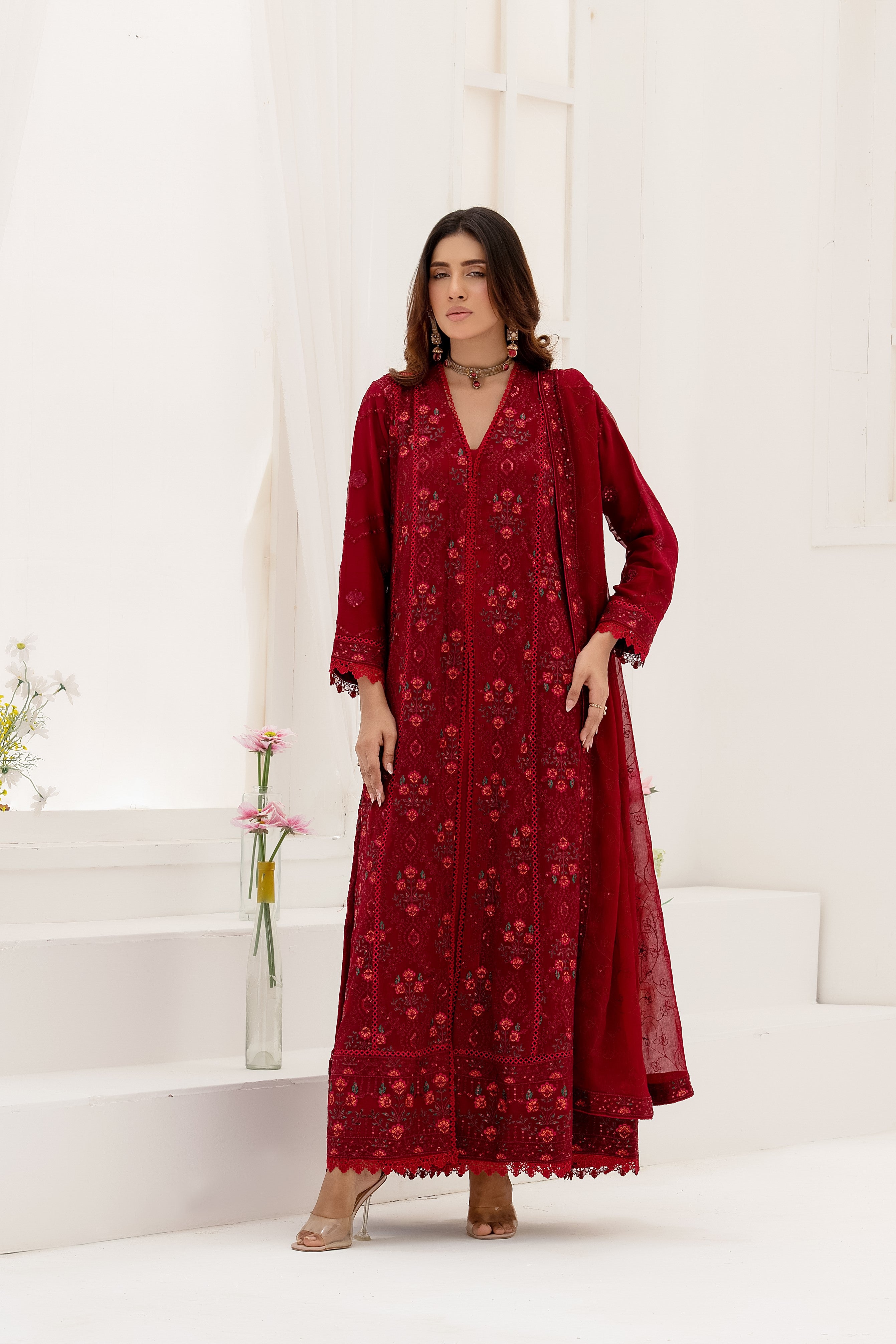 Wardah Uzair Embroidered Chiffon Maxi Dress WAR55
