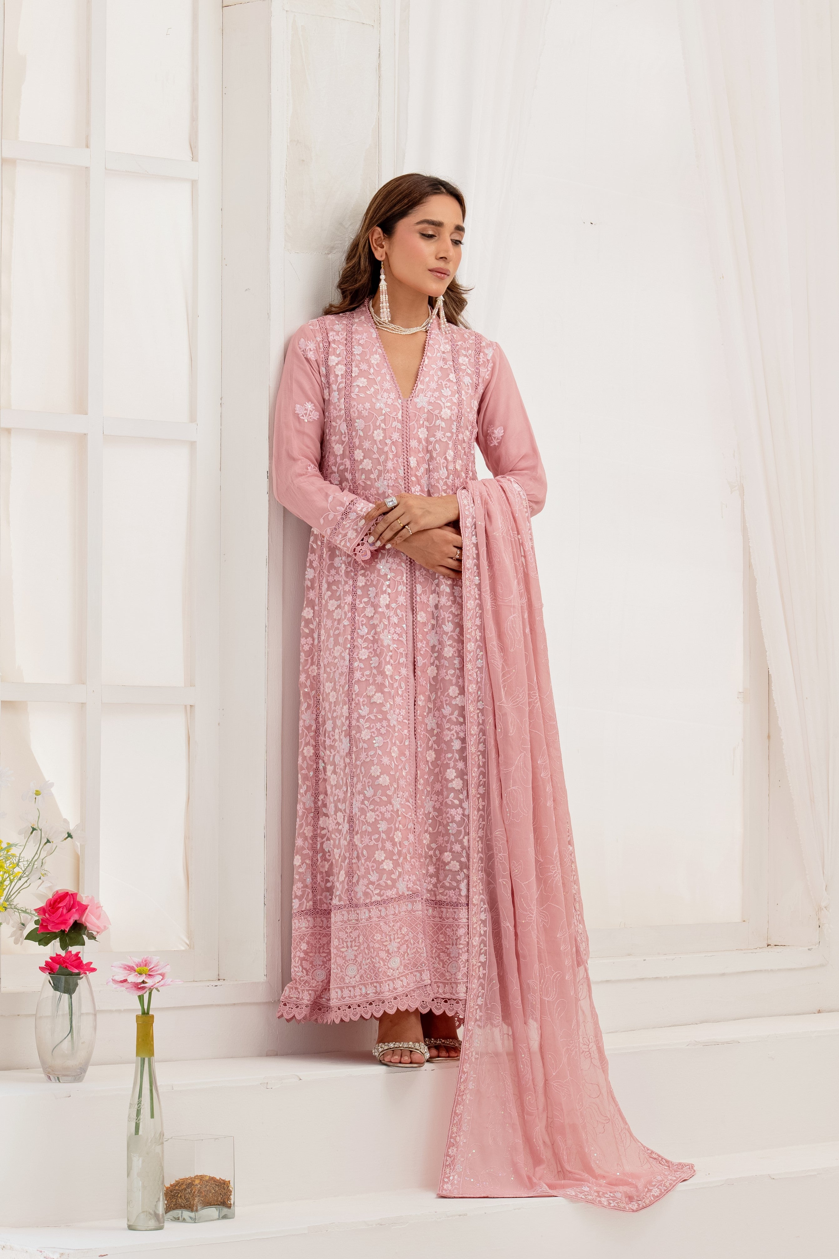 Wardah Uzair Embroidered Chiffon Maxi Dress WAR54