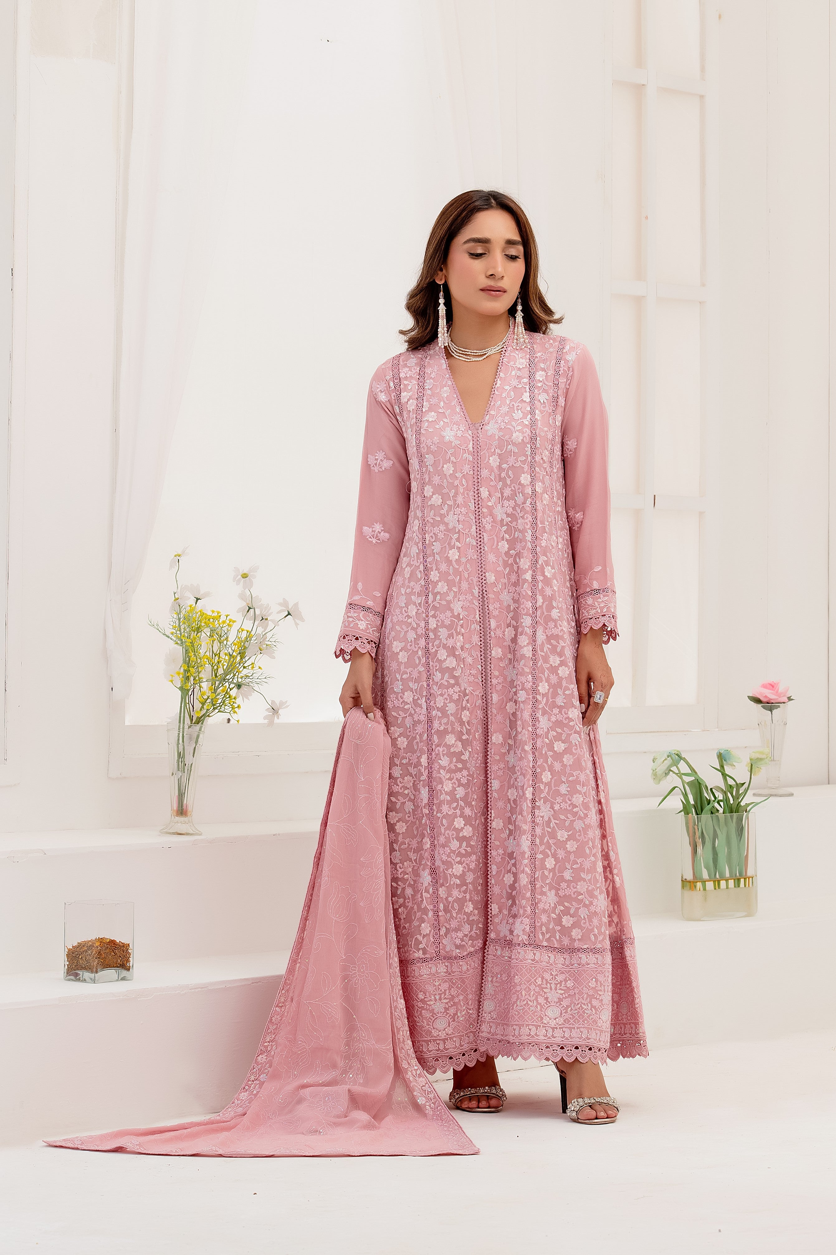 Wardah Uzair Embroidered Chiffon Maxi Dress WAR54