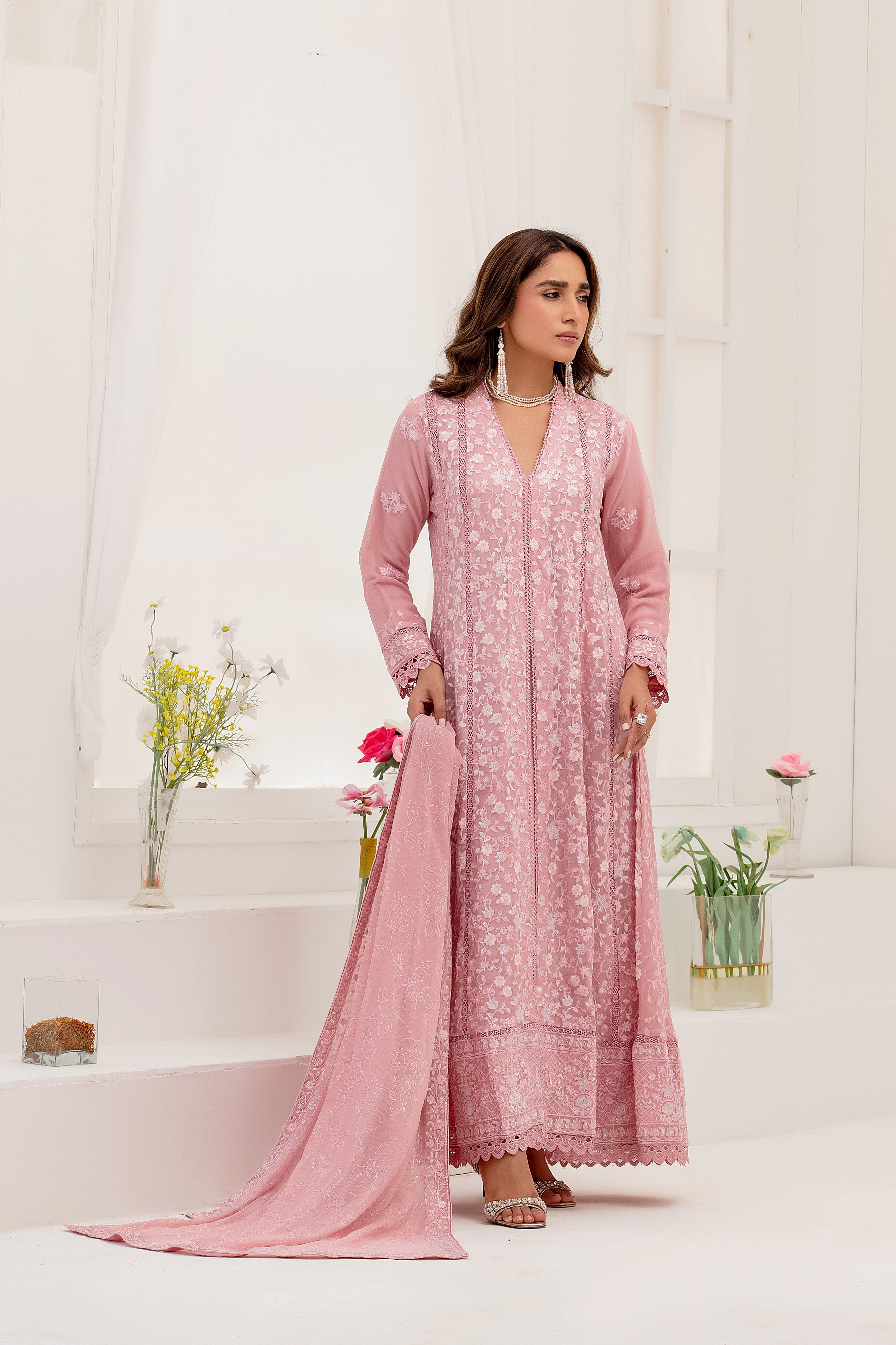 Wardah Uzair Embroidered Chiffon Maxi Dress WAR54