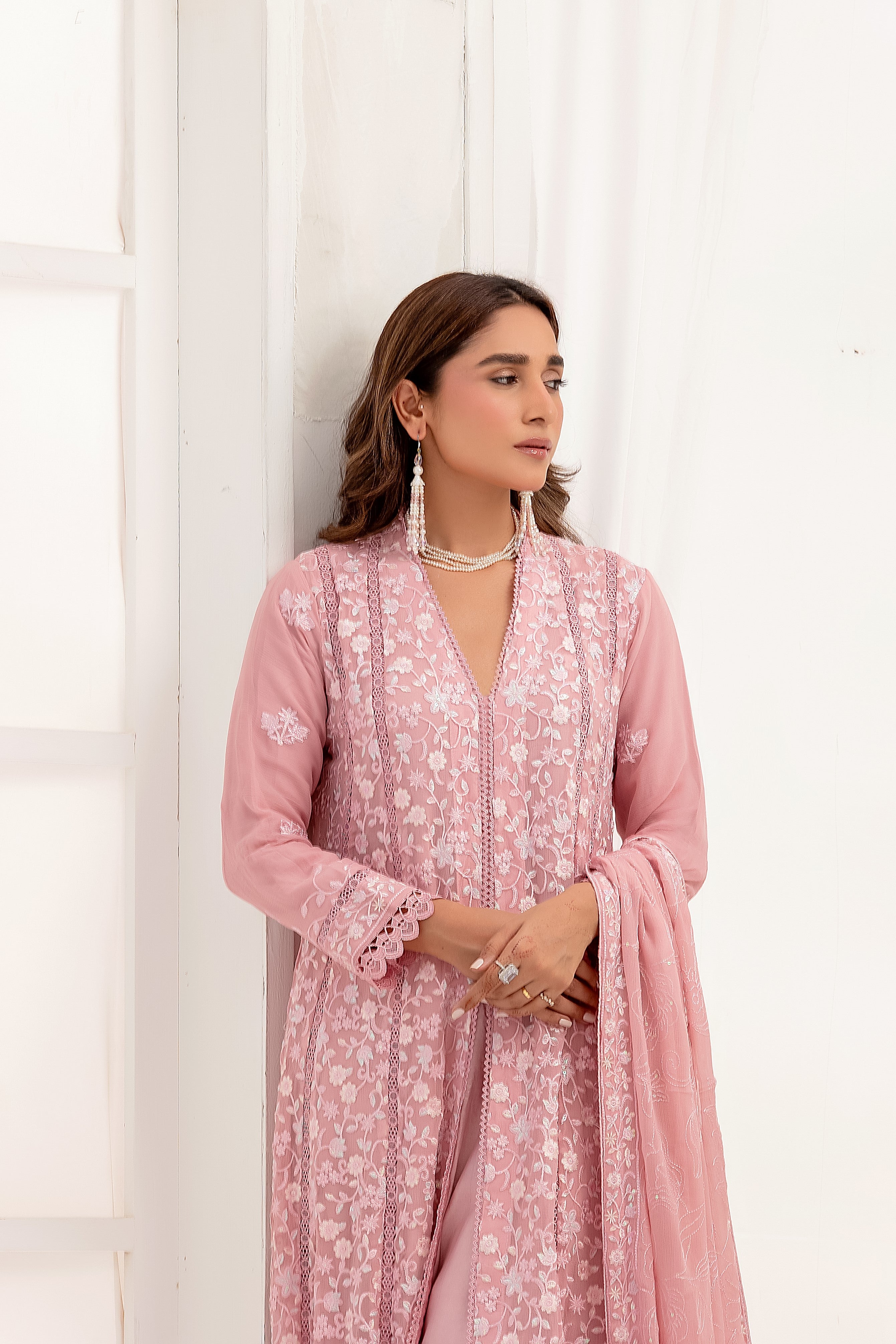 Wardah Uzair Embroidered Chiffon Maxi Dress WAR54