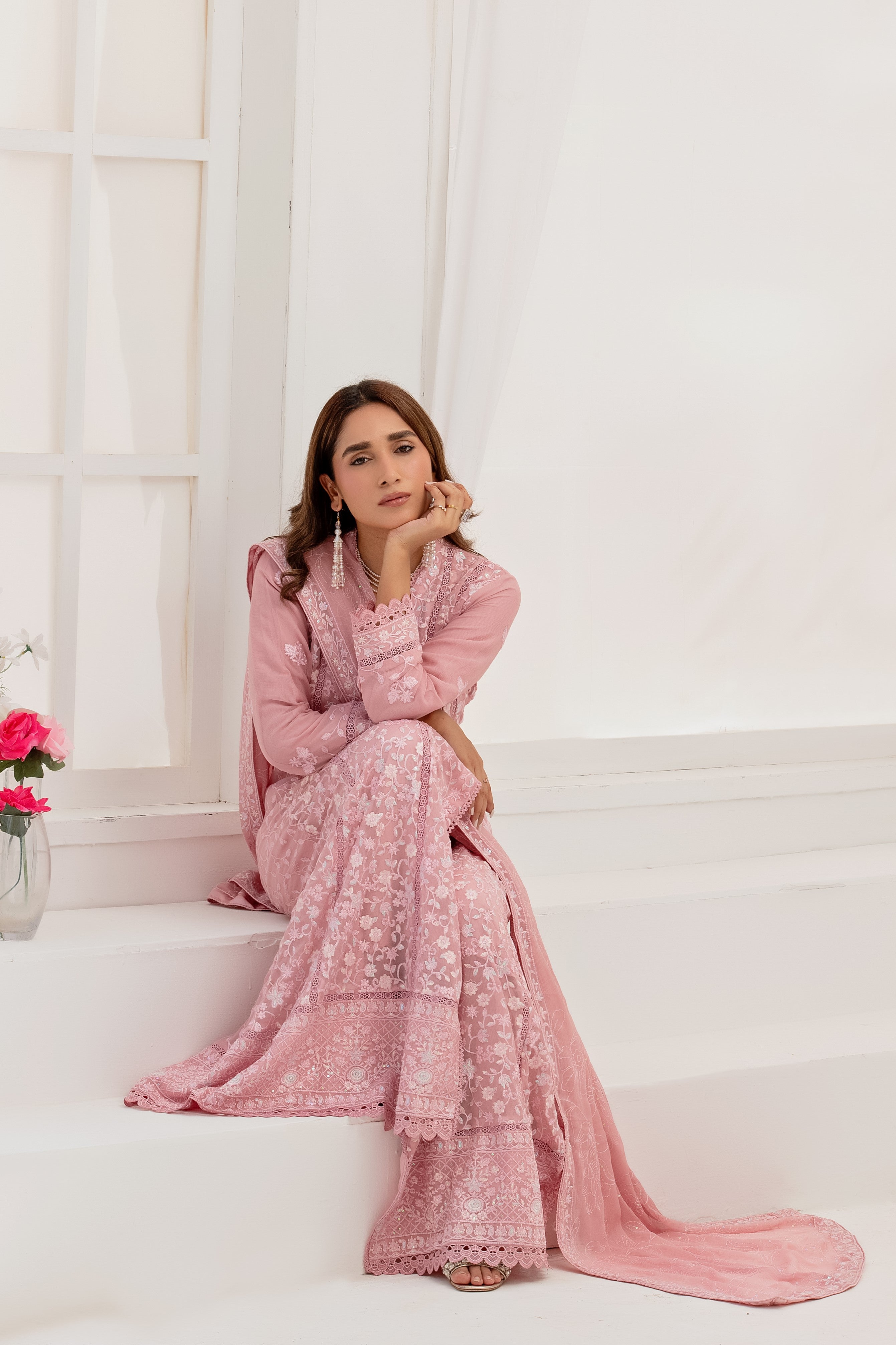 Wardah Uzair Embroidered Chiffon Maxi Dress WAR54