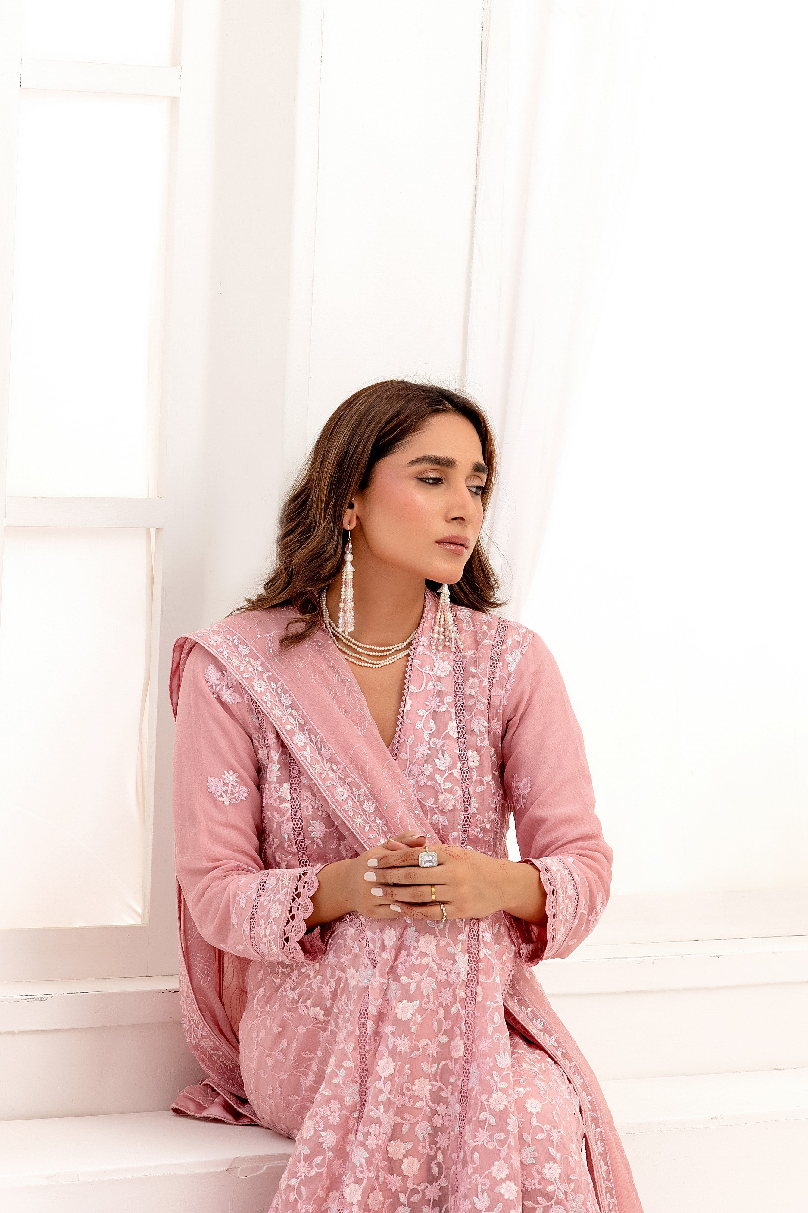 Wardah Uzair Embroidered Chiffon Maxi Dress WAR54