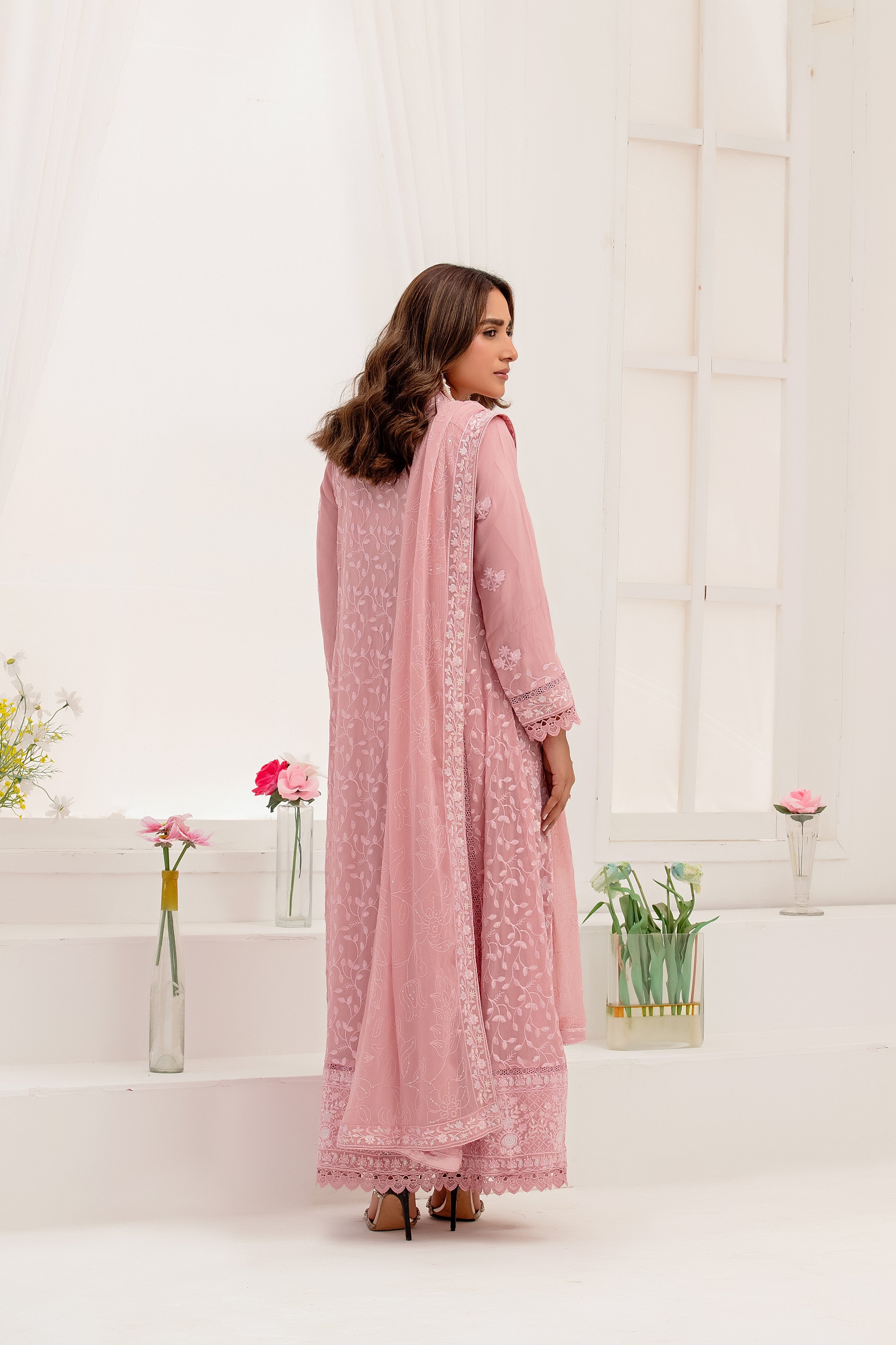 Wardah Uzair Embroidered Chiffon Maxi Dress WAR54