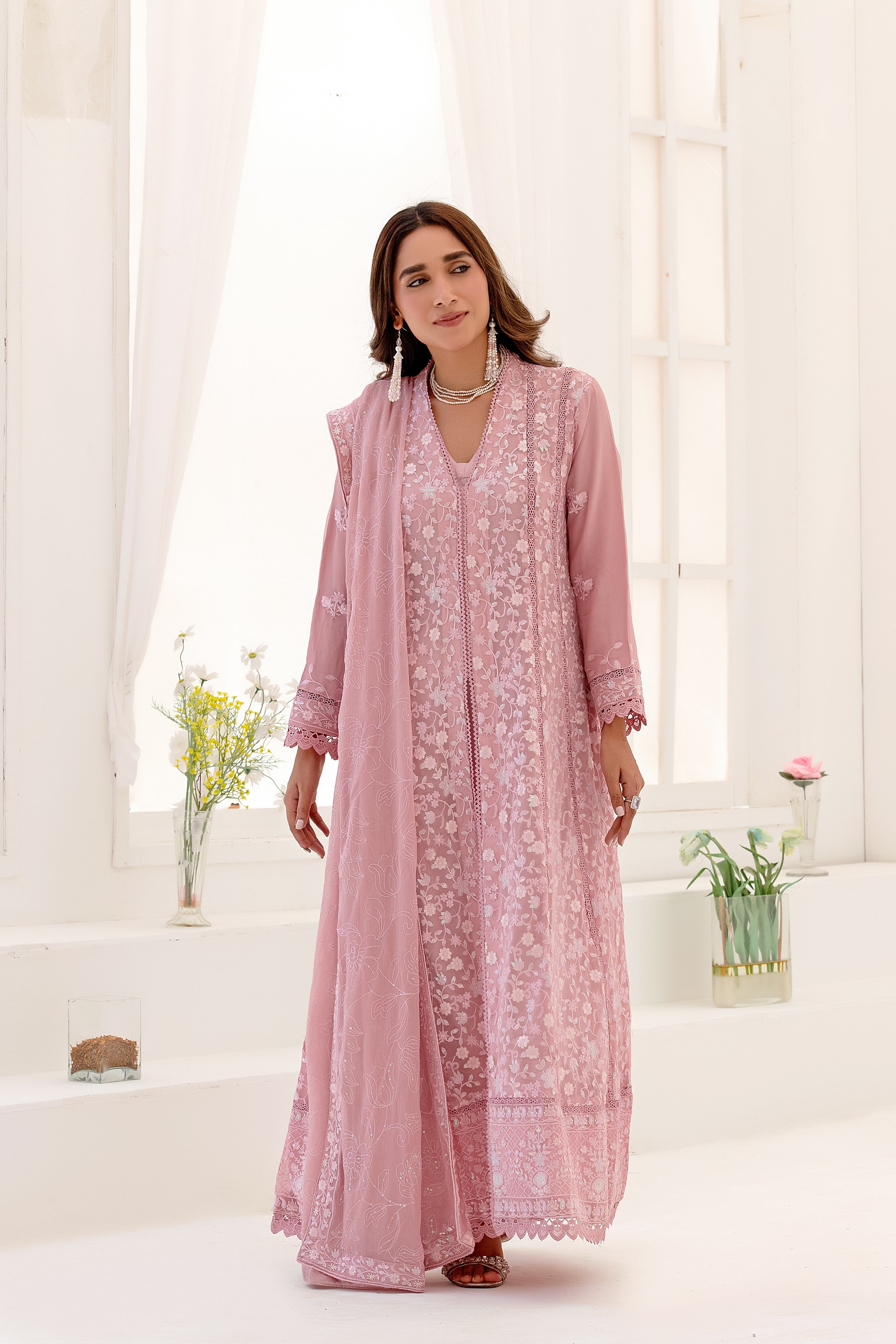 Wardah Uzair Embroidered Chiffon Maxi Dress WAR54