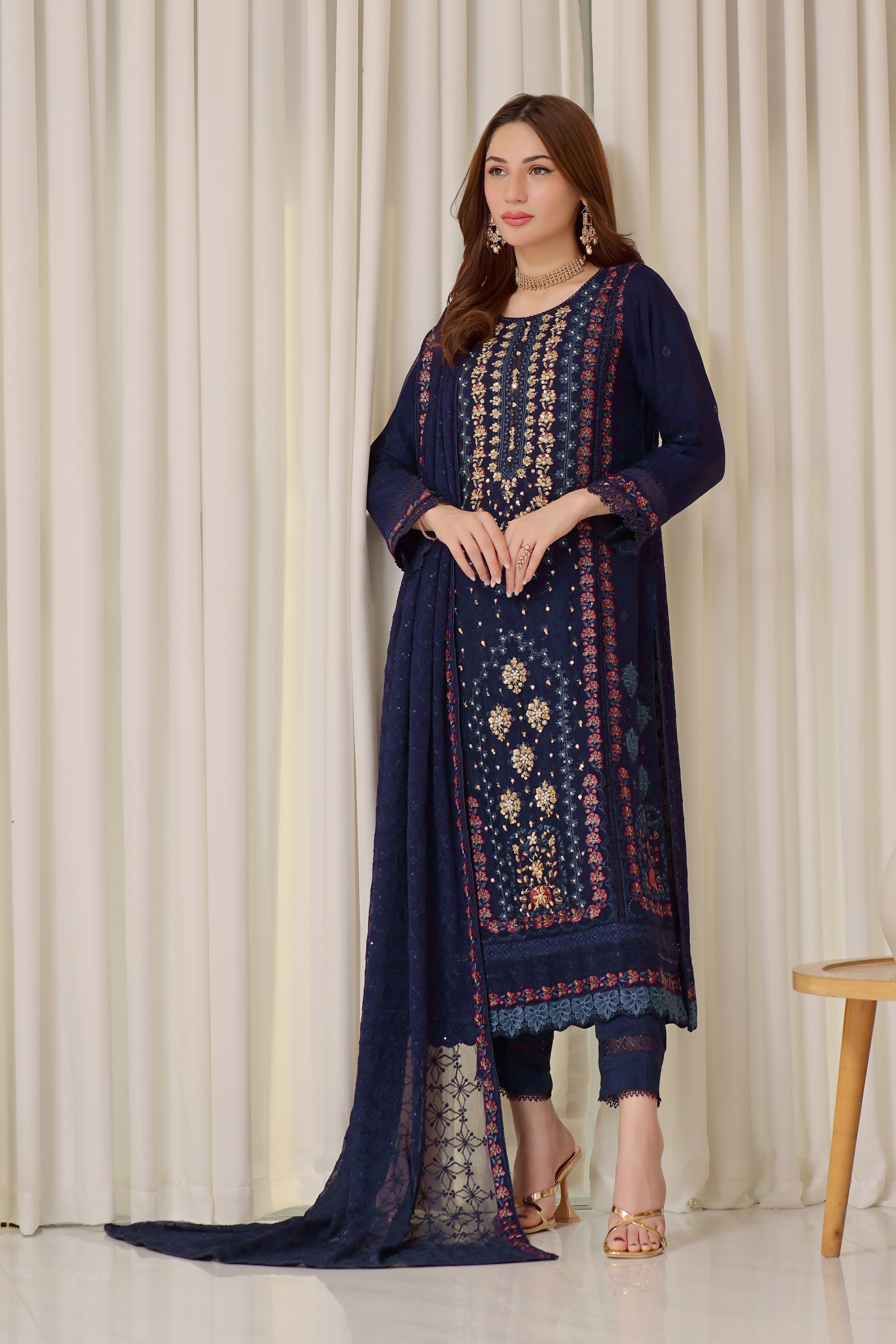 Wardah Uzair Embellished Chiffon Kehkashan Wedding Wear WAR35