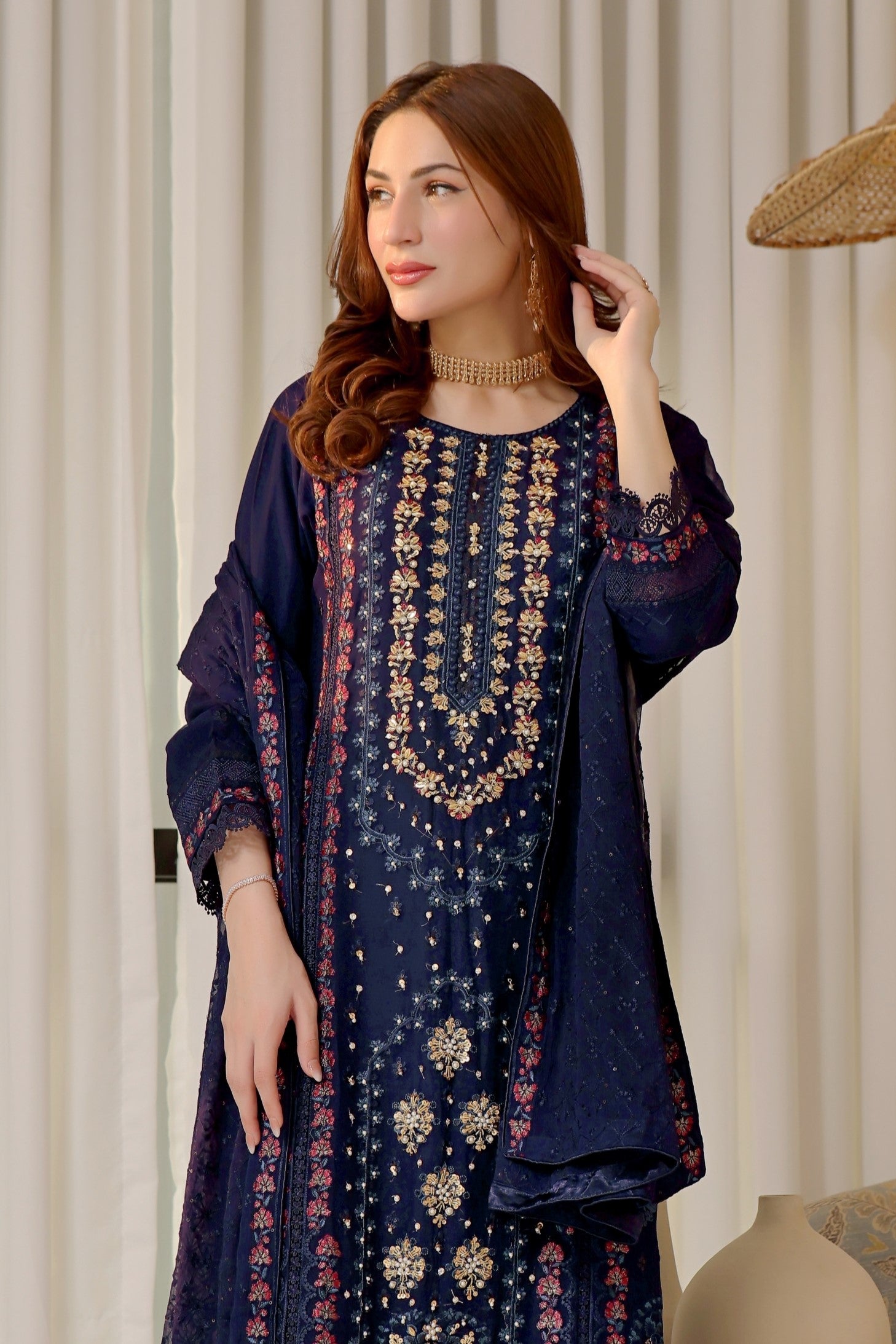 Wardah Uzair Embellished Chiffon Kehkashan Wedding Wear WAR35