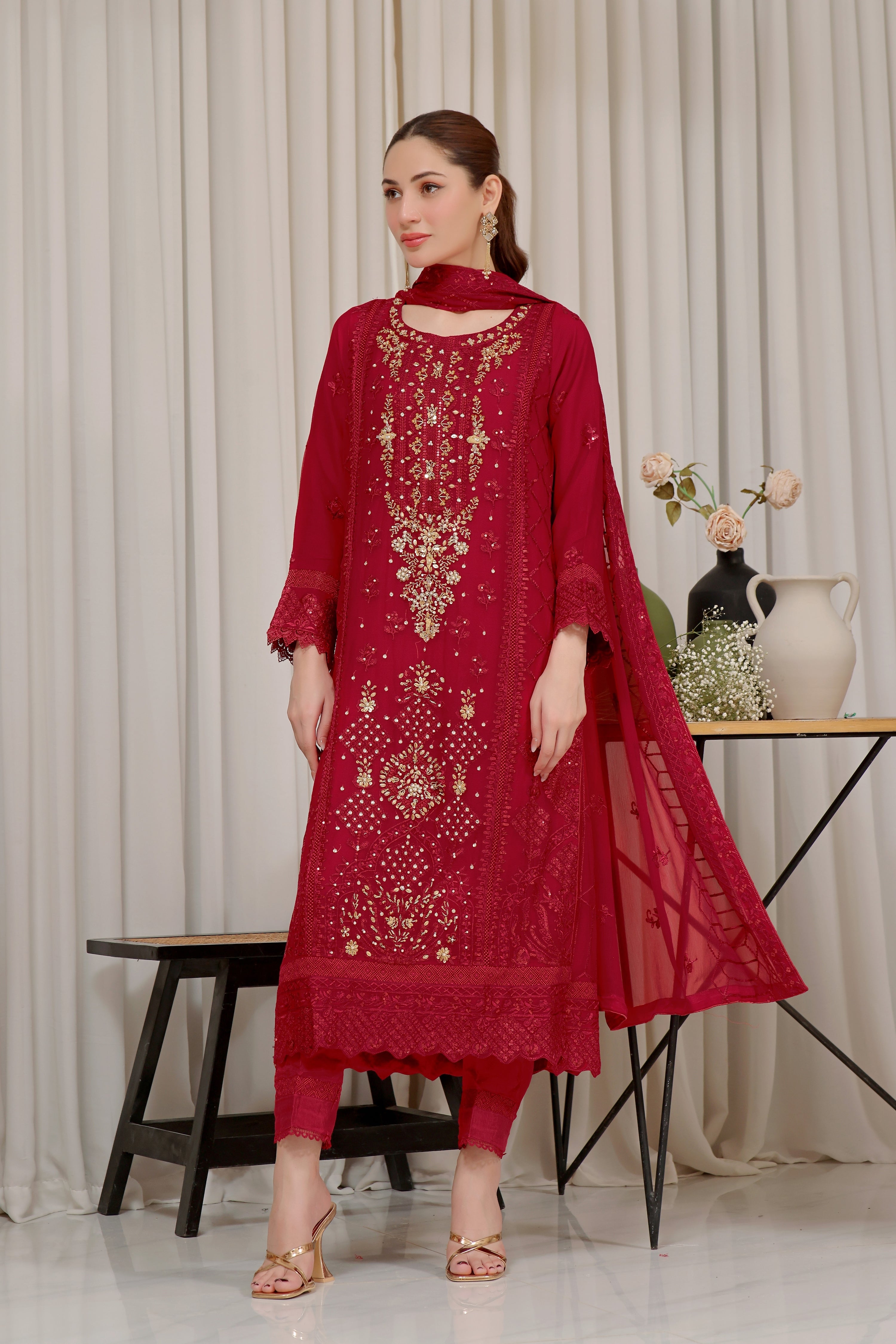 Wardah Uzair Embellished Chiffon Baaran Wedding Wear WAR37