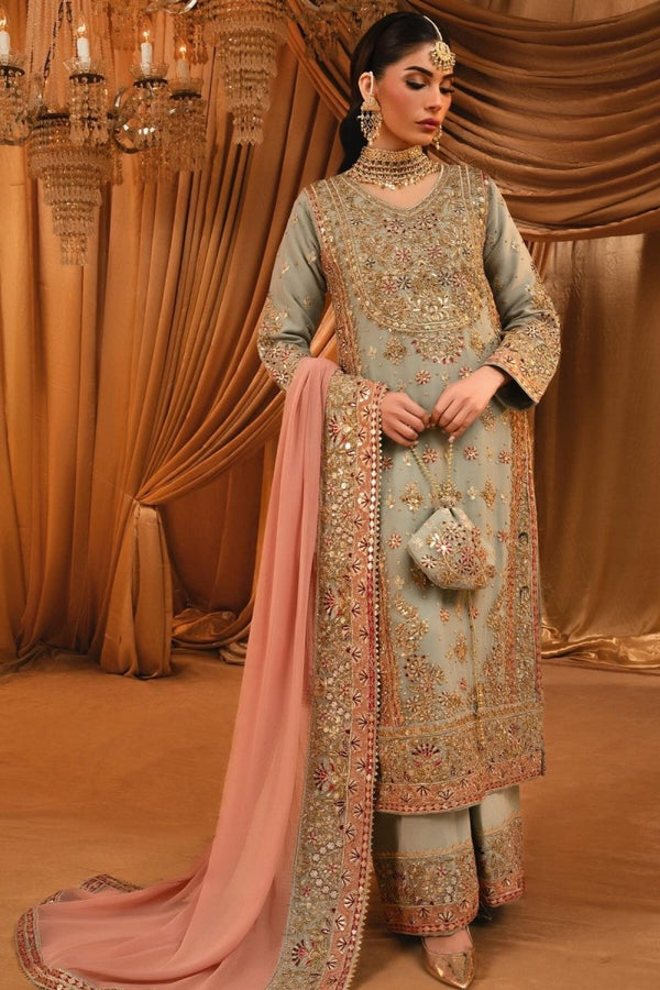 Haseens Sahar Pakistani Wedding Wear Chiffon Suit HAS07-Designer dhaage