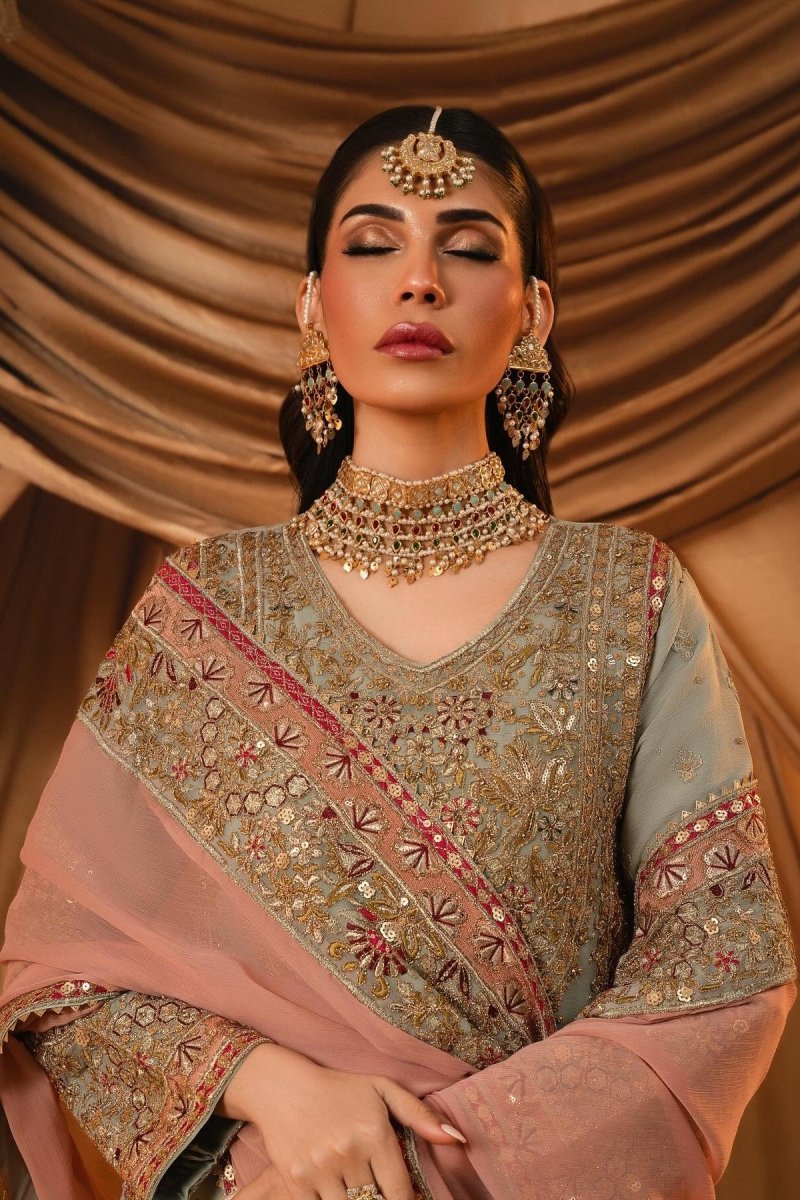 Haseens Sahar Pakistani Wedding Wear Chiffon Suit HAS07-Designer dhaage