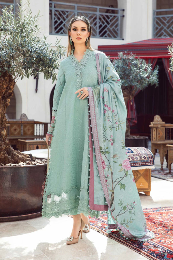 Maria B M Prints Linen 3 Piece Suit 1A MAR151 - Designer dhaage