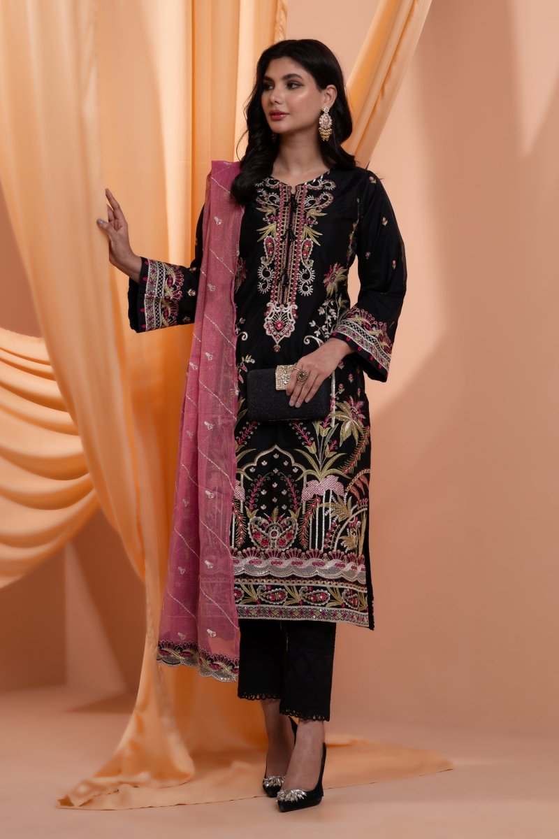Mihrimah Embroidered Organza 3 Piece Suit MIH100 - Designer dhaage