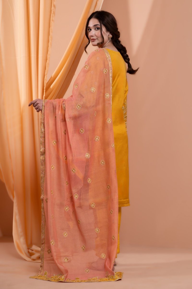 Mihrimah Embroidered Organza 3 Piece Suit MIH96 - Designer dhaage