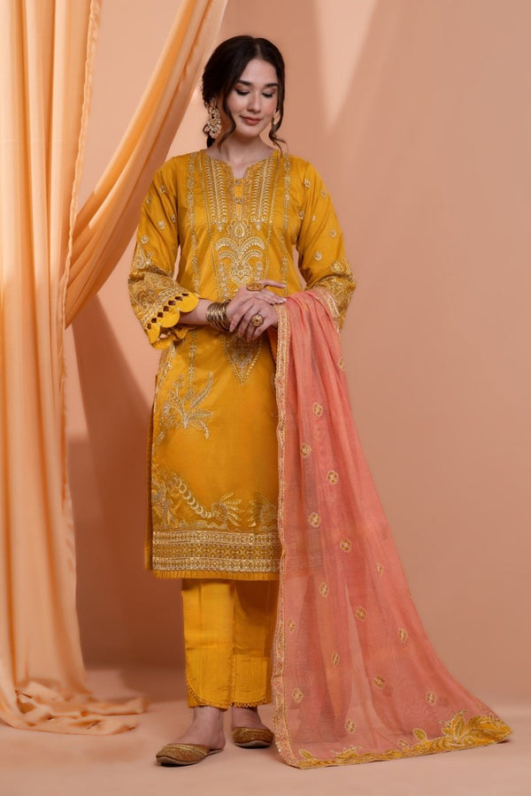 Mihrimah Embroidered Organza 3 Piece Suit MIH96 - Designer dhaage