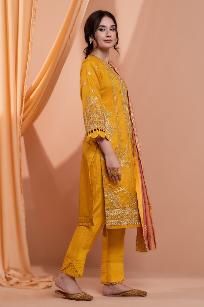 Mihrimah Embroidered Organza 3 Piece Suit MIH96 - Designer dhaage