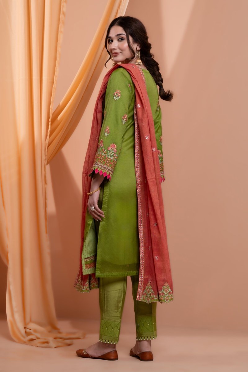 Mihrimah Embroidered Organza 3 Piece Suit MIH97 - Designer dhaage