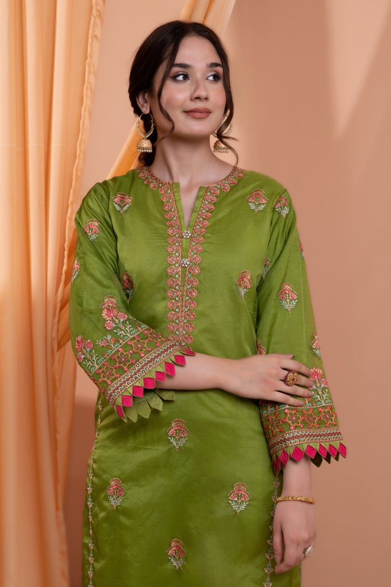 Mihrimah Embroidered Organza 3 Piece Suit MIH97 - Designer dhaage