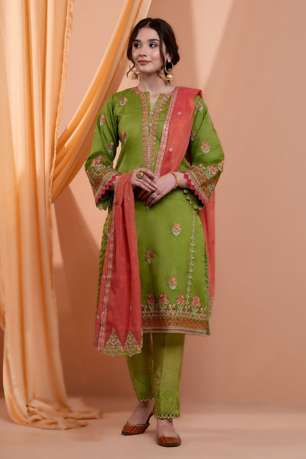 Mihrimah Embroidered Organza 3 Piece Suit MIH97 - Designer dhaage