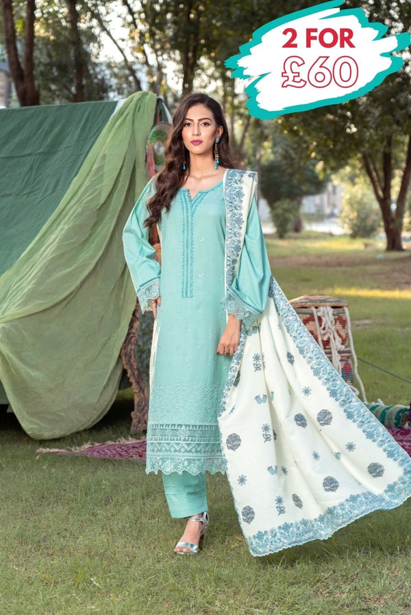 Munira Dhanak 3 Piece Pakistani Suit MUN604 - Designer dhaage