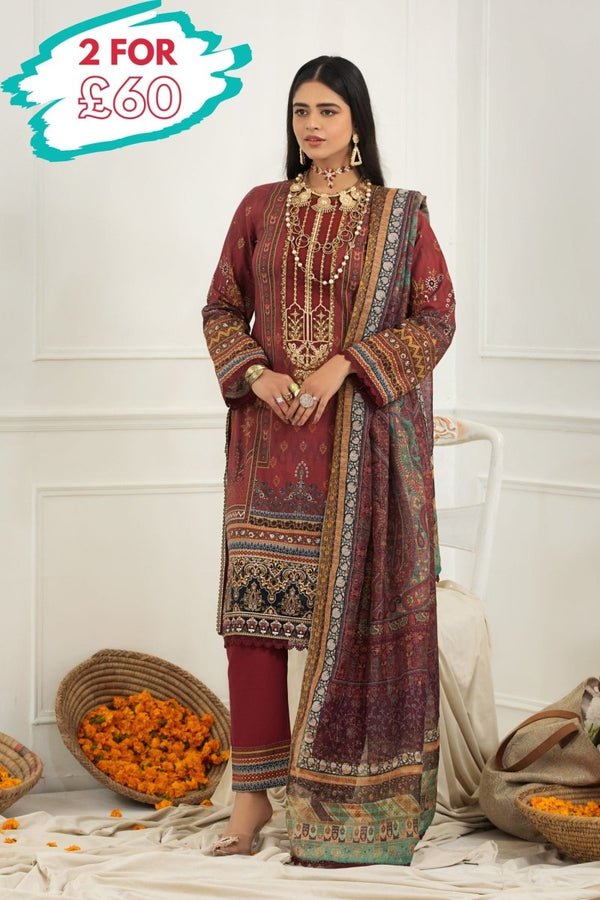 Parishey Cambric 3 Piece Suit PAR02-Designer dhaage