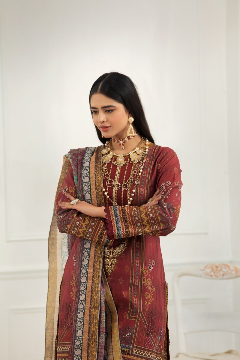 Parishey Cambric 3 Piece Suit PAR02-Designer dhaage