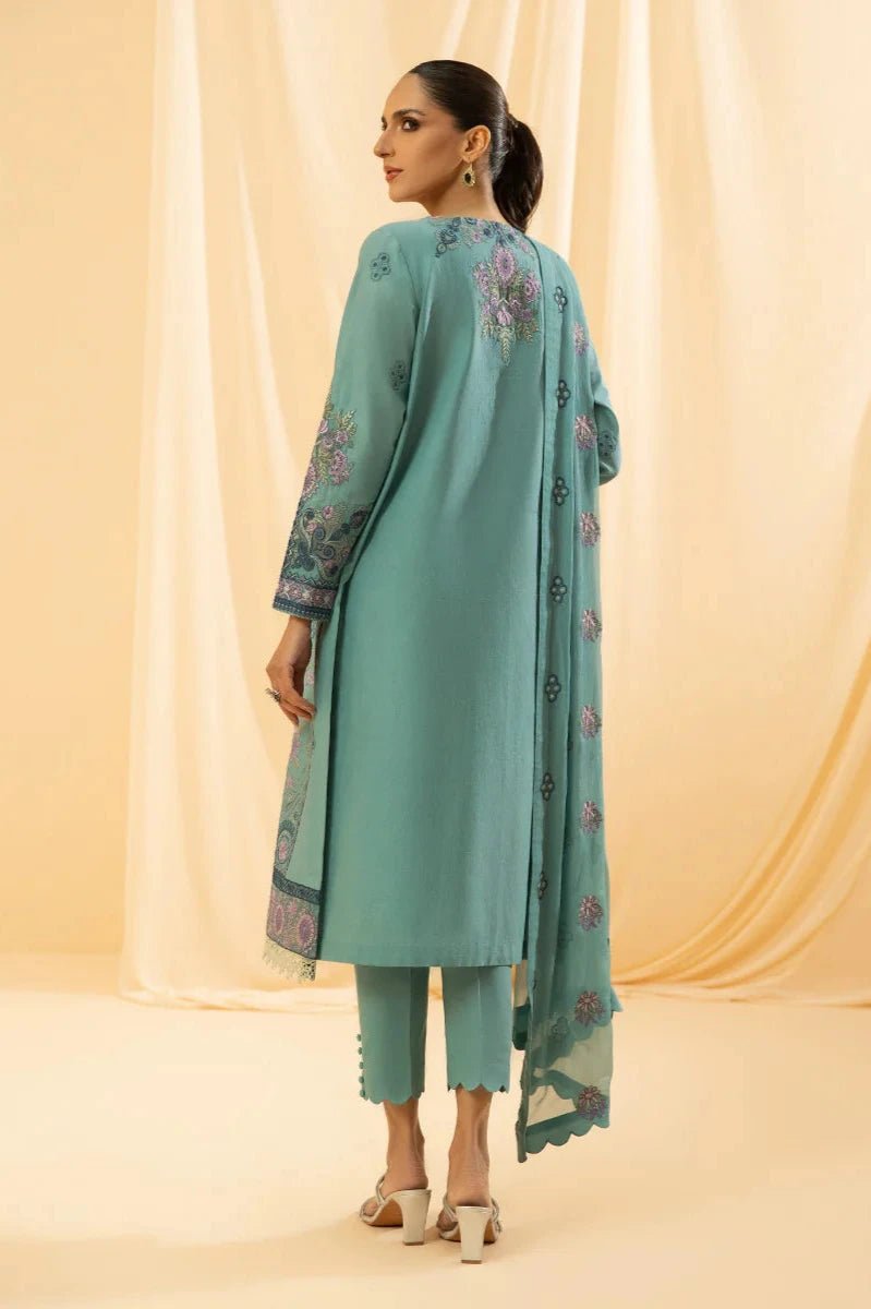 3 Piece Blue Embroidered Cotton Lawn Suit main image 0