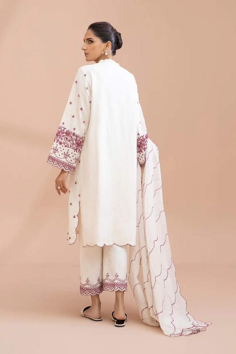 Azure Pret Embroidered Jacquard 3 Piece Suit Imperial Wine