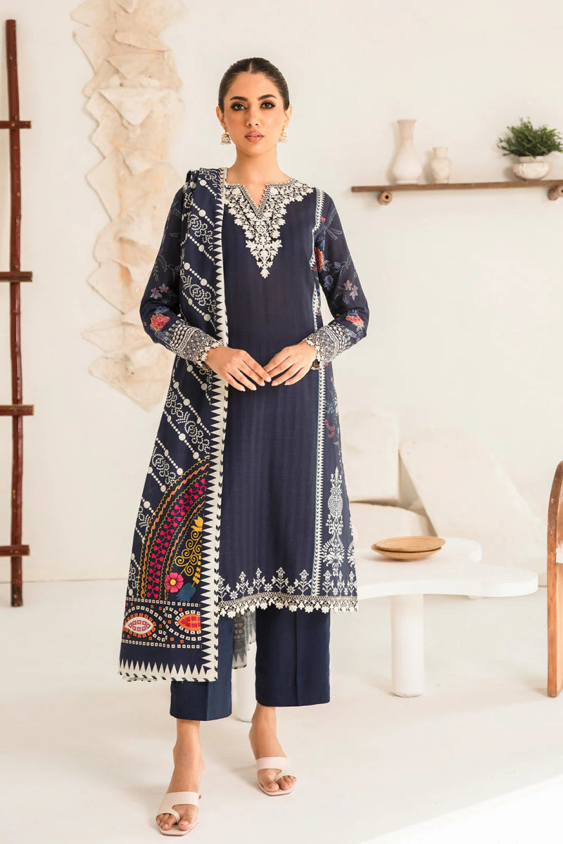 So Kamal Embroidered Khaddar 3 Piece Suit SKA68 - Designer dhaage