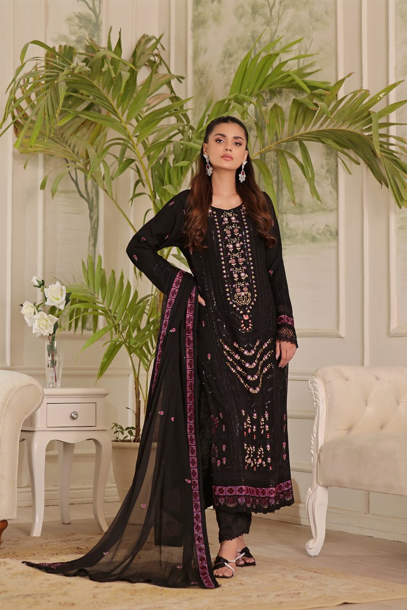 Wardah Uzair Embellished Chiffon Pakistani Wedding Wear WAR24 - Designer dhaage