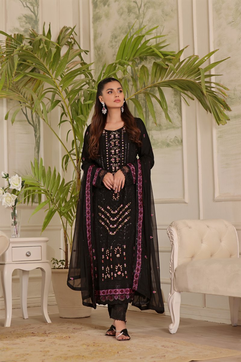 Wardah Uzair Embellished Chiffon Pakistani Wedding Wear WAR24 - Designer dhaage