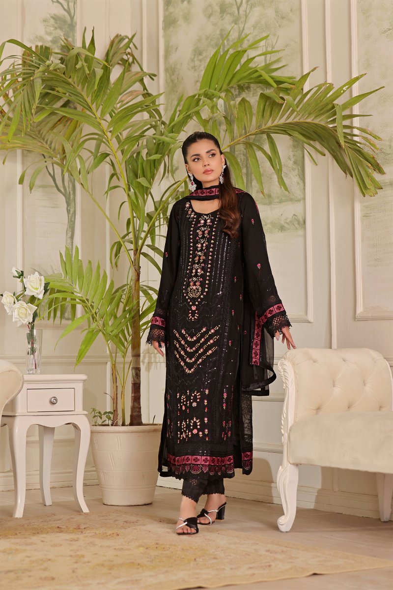 Wardah Uzair Embellished Chiffon Pakistani Wedding Wear WAR24 - Designer dhaage