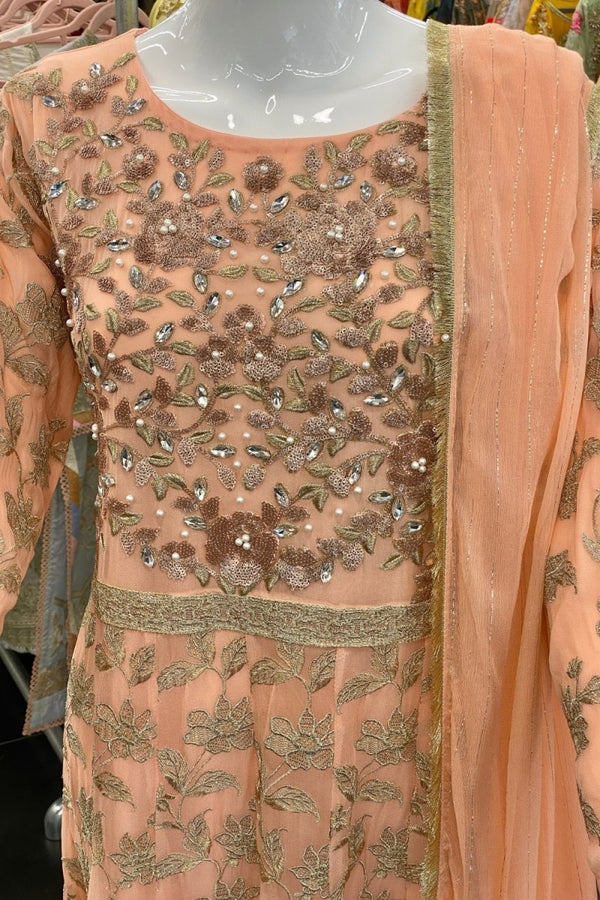 House Of Serene Maxi Dress Peach HOS16-Designer dhaage