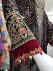 Maria B Linen DL-805-Black and Maroon