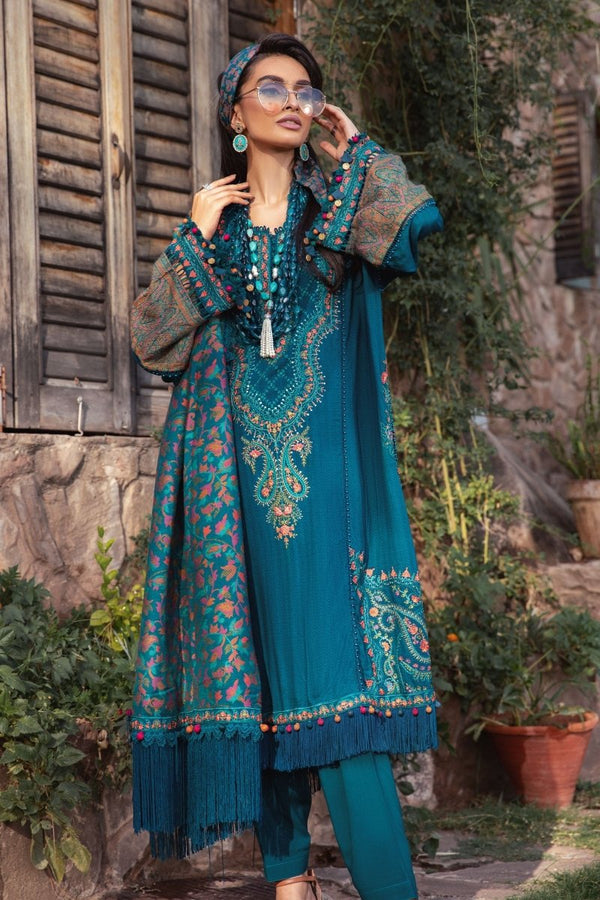 Maria B Linen Pakistani Suit DL-1009-Blue MAR130-Designer dhaage