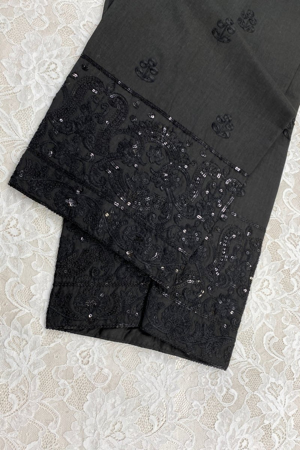 Mihrimah Embroidered Black Trousers MIH48-Designer dhaage