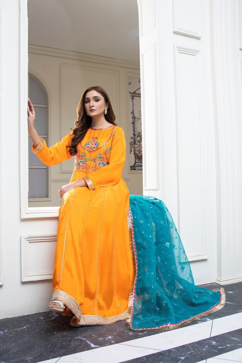 Mihrimah Raw Silk Peshwas Formal MIH35-Designer dhaage