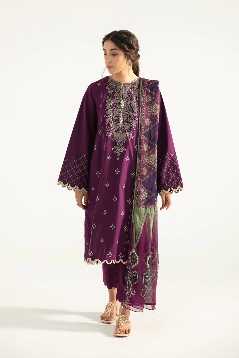 Sapphire Cotton 3 Piece Suit SAP92-Designer dhaage