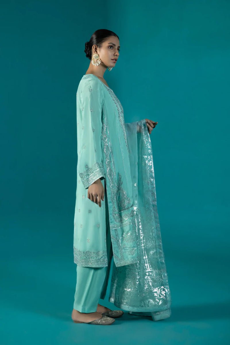 Sapphire Embroidered Raw Silk 3 Piece Suit SAP114 - Designer dhaage
