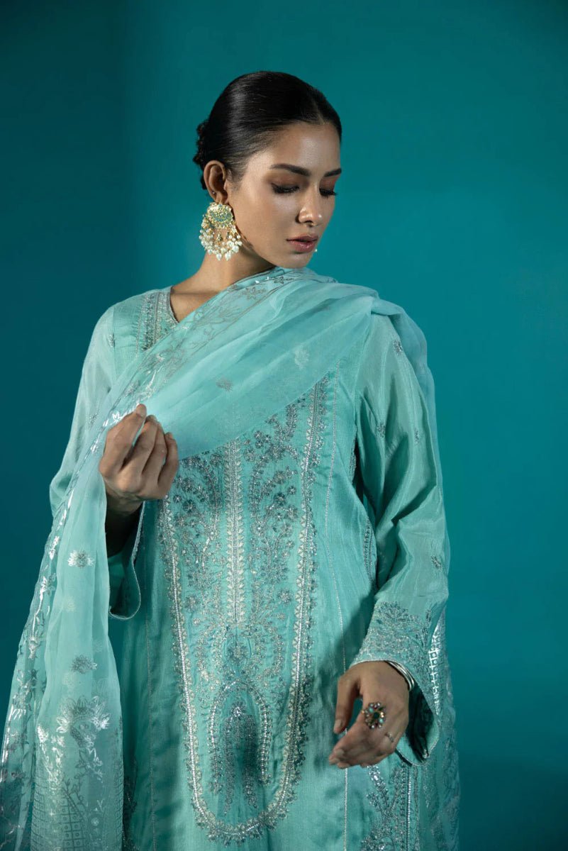 Sapphire Embroidered Raw Silk 3 Piece Suit SAP114 - Designer dhaage