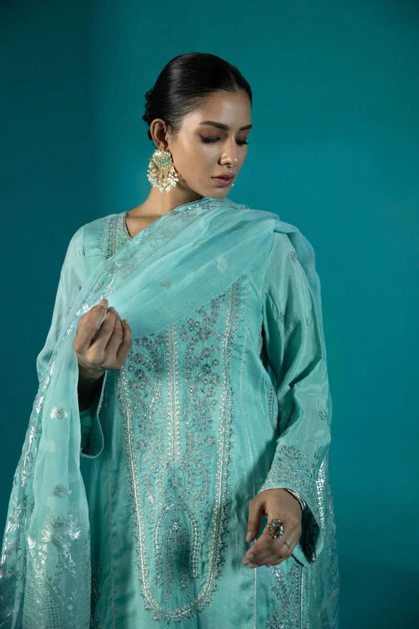 Sapphire Embroidered Raw Silk 3 Piece Suit SAP114 - Designer dhaage