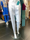 White Trousers with Lace and Organza Trim TRO34