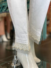 White Trousers with Lace and Organza Trim TRO34