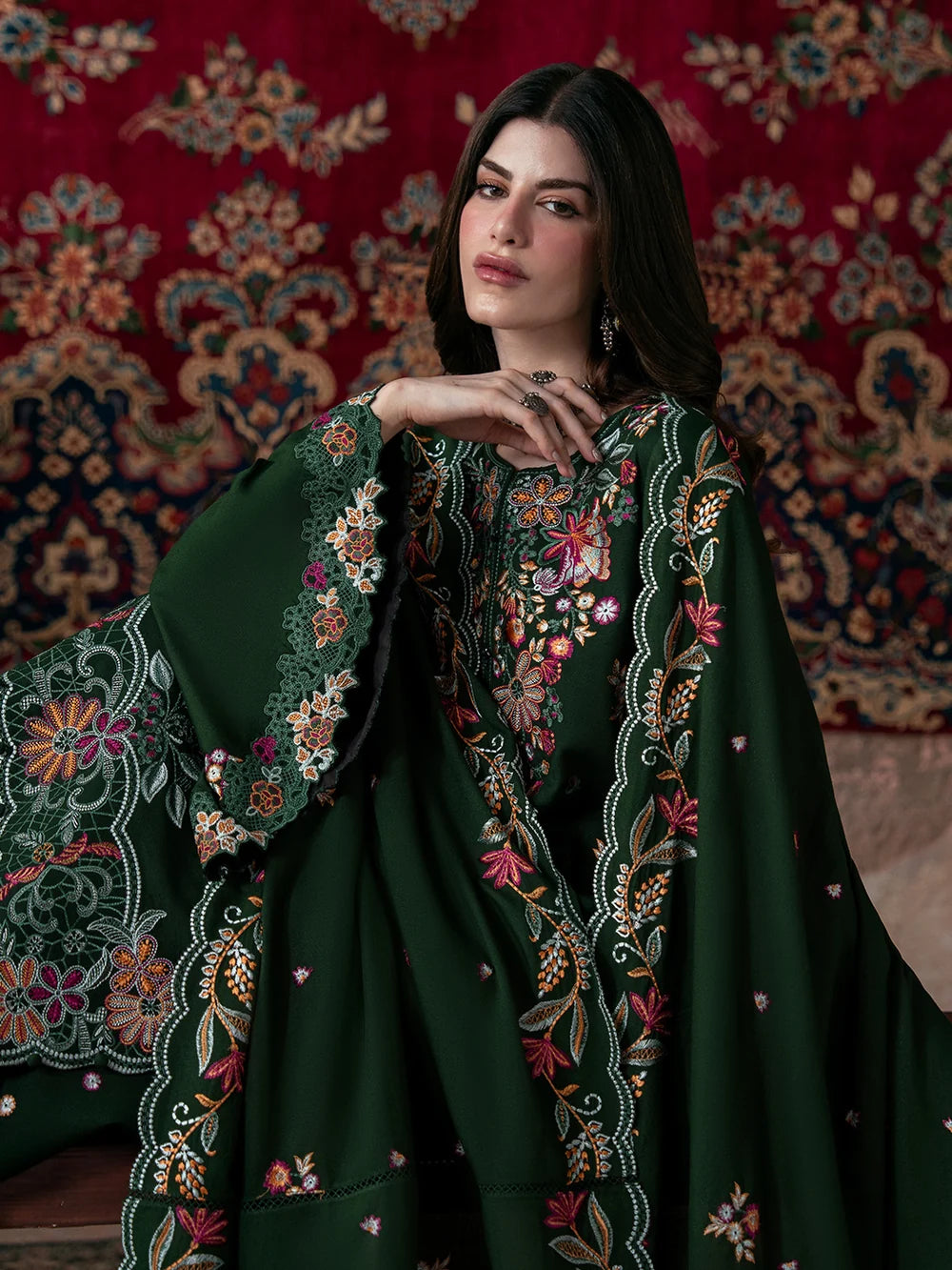 Allys Embroidered Karandi 3 Piece Suit ALL161