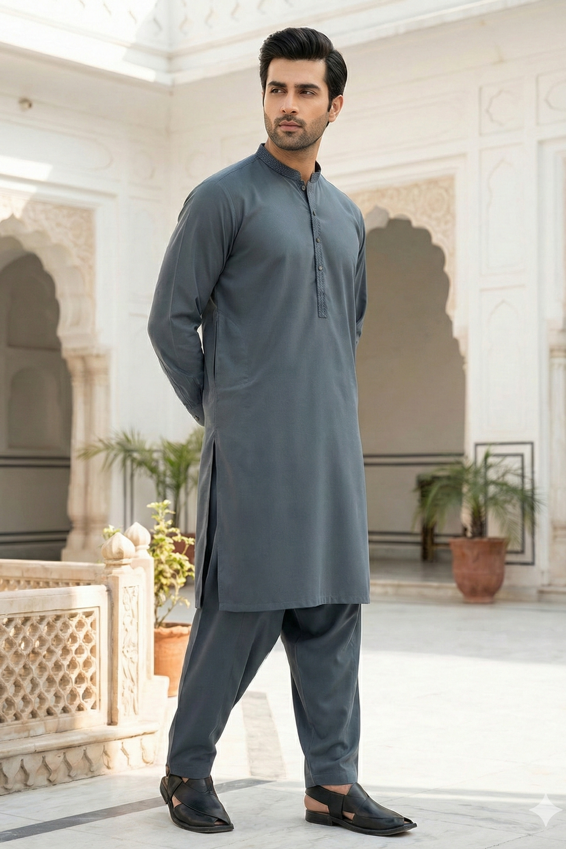 Allys Embroidered Pakistani Mens Shalwar Kameez ALM01