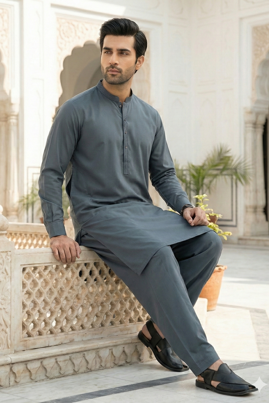 Allys Embroidered Pakistani Mens Shalwar Kameez ALM01